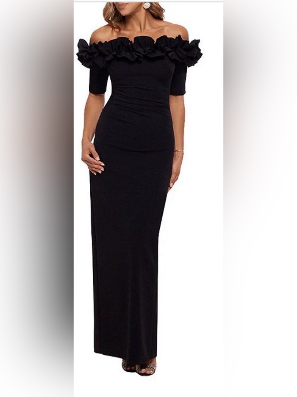 Xscape Black Off-Shoulder Maxi Dress